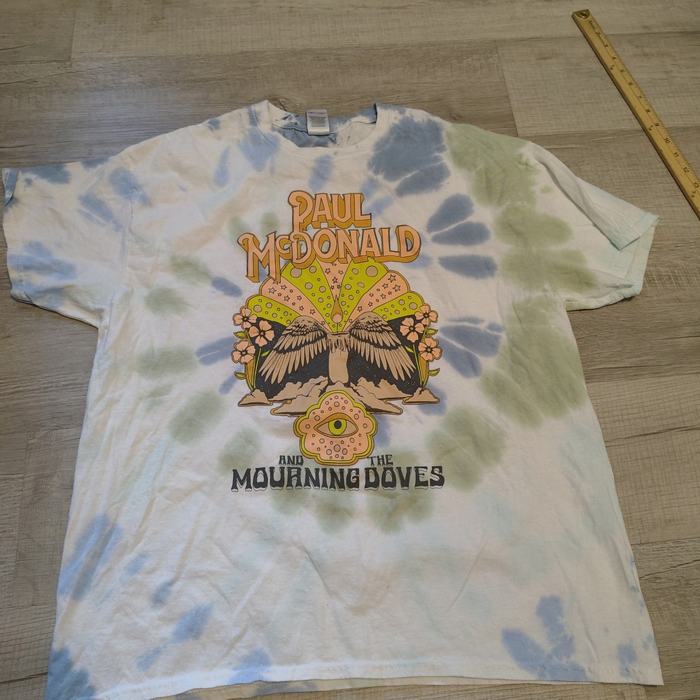 Paul McDonald‎ and The Mourning Doves Tie Dye Band T-Shirt XL Blue Green Colorto